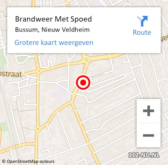 Locatie op kaart van de 112 melding: Brandweer Met Spoed Naar Bussum, Nieuw Veldheim op 11 september 2024 00:45