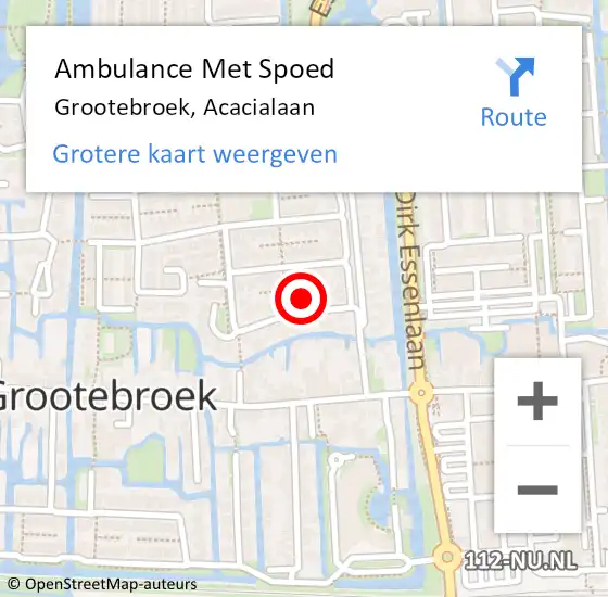 Locatie op kaart van de 112 melding: Ambulance Met Spoed Naar Grootebroek, Acacialaan op 11 september 2024 02:00