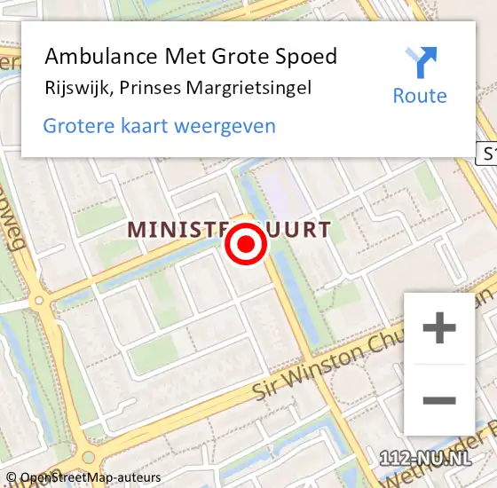 Locatie op kaart van de 112 melding: Ambulance Met Grote Spoed Naar Rijswijk, Prinses Margrietsingel op 11 september 2024 02:02