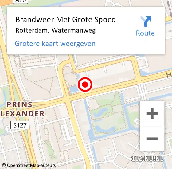 Locatie op kaart van de 112 melding: Brandweer Met Grote Spoed Naar Rotterdam, Watermanweg op 11 september 2024 02:09