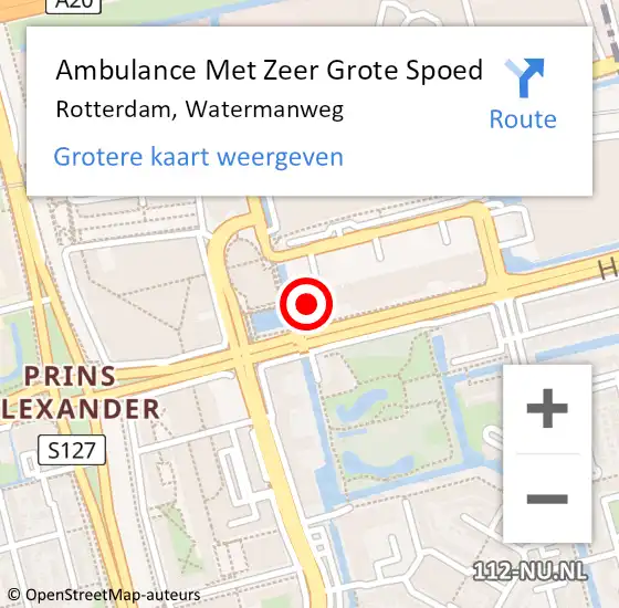 Locatie op kaart van de 112 melding: Ambulance Met Zeer Grote Spoed Naar Rotterdam, Watermanweg op 11 september 2024 02:10