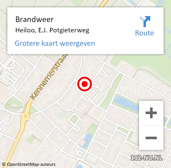 Locatie op kaart van de 112 melding: Brandweer Heiloo, E.J. Potgieterweg op 11 september 2024 02:16