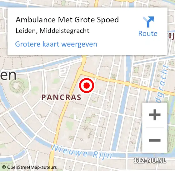 Locatie op kaart van de 112 melding: Ambulance Met Grote Spoed Naar Leiden, Middelstegracht op 11 september 2024 02:59