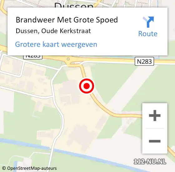 Locatie op kaart van de 112 melding: Brandweer Met Grote Spoed Naar Dussen, Oude Kerkstraat op 19 oktober 2014 17:44