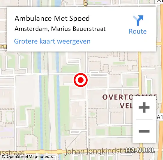 Locatie op kaart van de 112 melding: Ambulance Met Spoed Naar Amsterdam, Marius Bauerstraat op 11 september 2024 03:40