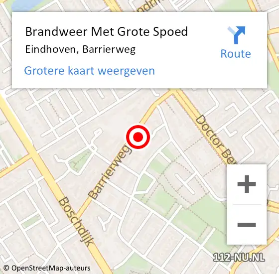 Locatie op kaart van de 112 melding: Brandweer Met Grote Spoed Naar Winkel, Barrierweg op 11 september 2024 03:56