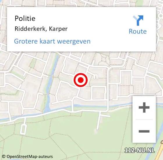 Locatie op kaart van de 112 melding: Politie Ridderkerk, Karper op 11 september 2024 04:13