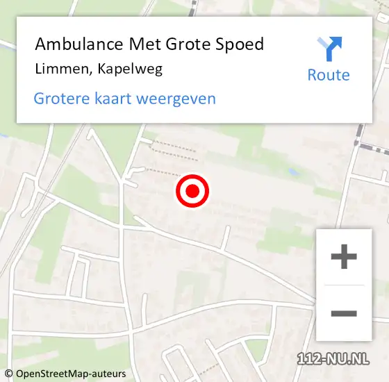 Locatie op kaart van de 112 melding: Ambulance Met Grote Spoed Naar Limmen, Kapelweg op 11 september 2024 04:52