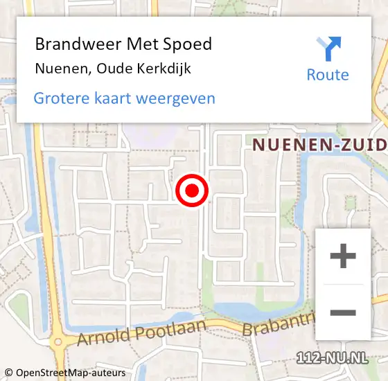 Locatie op kaart van de 112 melding: Brandweer Met Spoed Naar Nuenen, Oude Kerkdijk op 11 september 2024 05:05