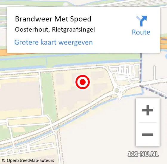 Locatie op kaart van de 112 melding: Brandweer Met Spoed Naar Oosterhout, Rietgraafsingel op 11 september 2024 05:40