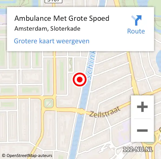 Locatie op kaart van de 112 melding: Ambulance Met Grote Spoed Naar Amsterdam, Sloterkade op 11 september 2024 05:46