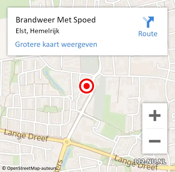 Locatie op kaart van de 112 melding: Brandweer Met Spoed Naar Elst, Hemelrijk op 11 september 2024 06:10