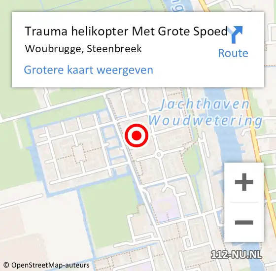 Locatie op kaart van de 112 melding: Trauma helikopter Met Grote Spoed Naar Woubrugge, Steenbreek op 11 september 2024 06:22