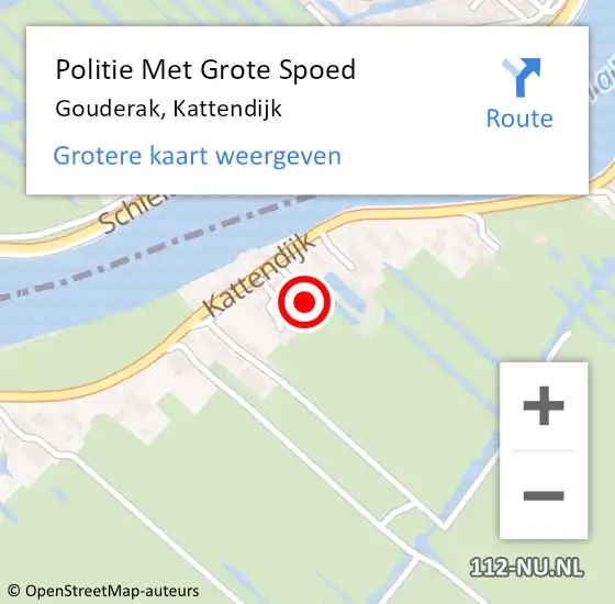 Locatie op kaart van de 112 melding: Politie Met Grote Spoed Naar Gouderak, Kattendijk op 11 september 2024 06:23