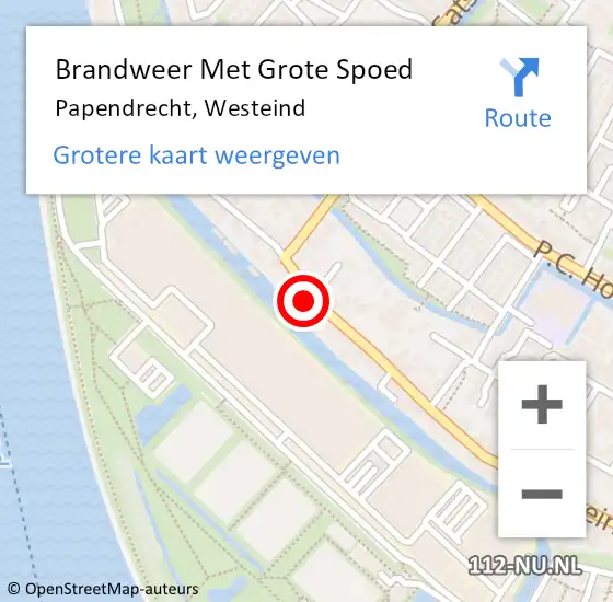 Locatie op kaart van de 112 melding: Brandweer Met Grote Spoed Naar Papendrecht, Westeind op 11 september 2024 06:45