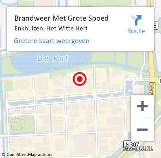 Locatie op kaart van de 112 melding: Brandweer Met Grote Spoed Naar Enkhuizen, Het Witte Hert op 11 september 2024 07:06