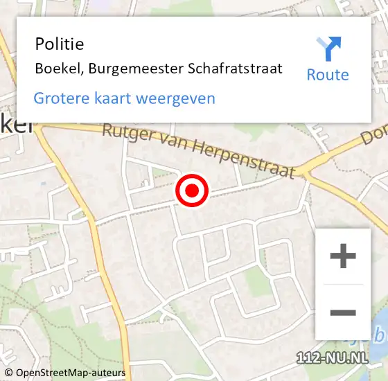 Locatie op kaart van de 112 melding: Politie Boekel, Burgemeester Schafratstraat op 11 september 2024 07:34