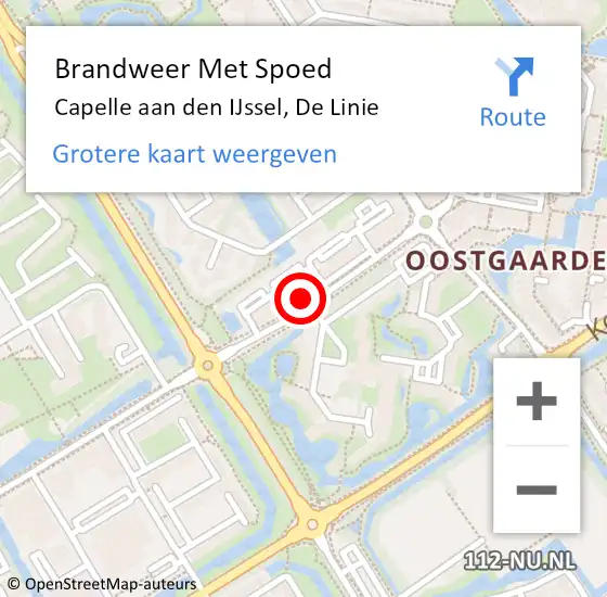 Locatie op kaart van de 112 melding: Brandweer Met Spoed Naar Capelle aan den IJssel, De Linie op 11 september 2024 07:41