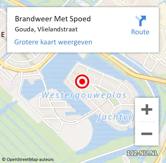 Locatie op kaart van de 112 melding: Brandweer Met Spoed Naar Gouda, Vlielandstraat op 11 september 2024 07:51