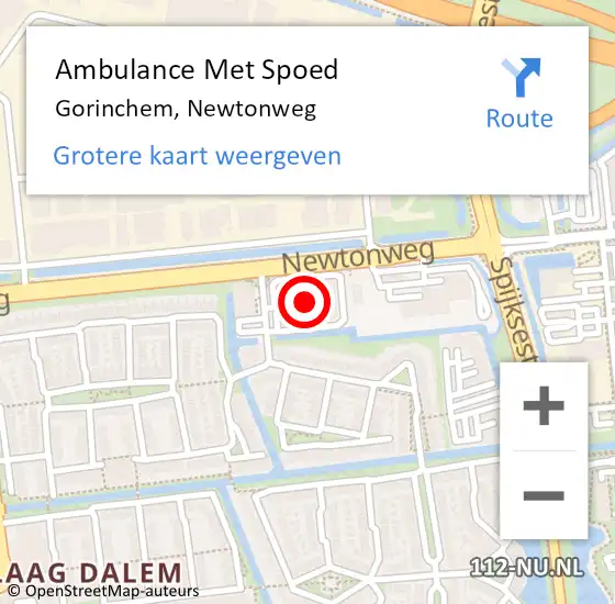 Locatie op kaart van de 112 melding: Ambulance Met Spoed Naar Gorinchem, Newtonweg op 11 september 2024 07:51