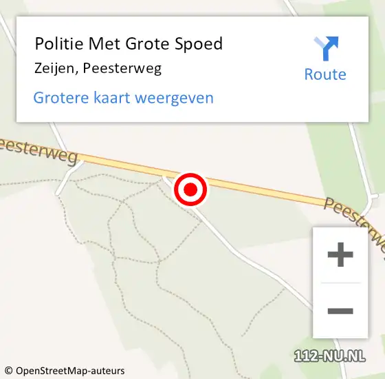 Locatie op kaart van de 112 melding: Politie Met Grote Spoed Naar Zeijen, Peesterweg op 11 september 2024 07:55