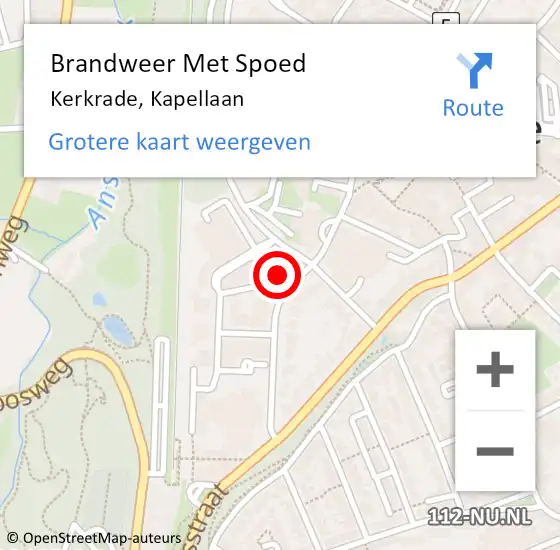 Locatie op kaart van de 112 melding: Brandweer Met Spoed Naar Kerkrade, Kapellaan op 11 september 2024 07:57