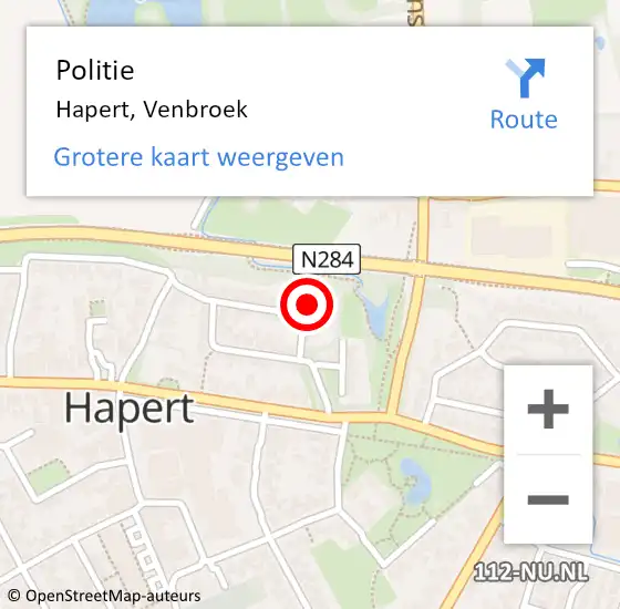 Locatie op kaart van de 112 melding: Politie Hapert, Venbroek op 11 september 2024 08:02