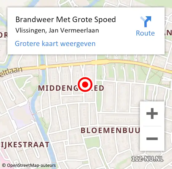 Locatie op kaart van de 112 melding: Brandweer Met Grote Spoed Naar Vlissingen, Jan Vermeerlaan op 11 september 2024 08:02