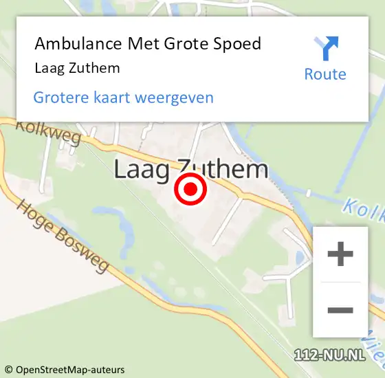 Locatie op kaart van de 112 melding: Ambulance Met Grote Spoed Naar Laag Zuthem op 11 september 2024 08:11