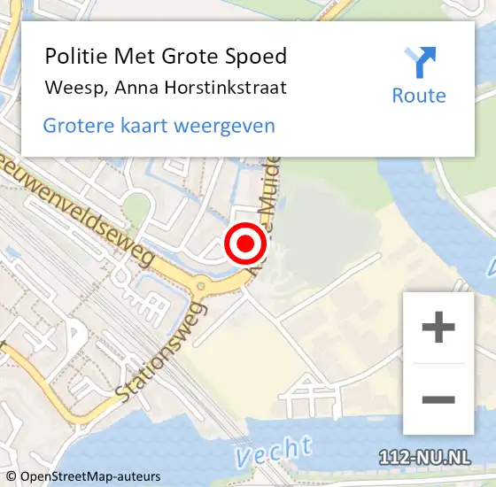 Locatie op kaart van de 112 melding: Politie Met Grote Spoed Naar Weesp, Anna Horstinkstraat op 11 september 2024 08:15