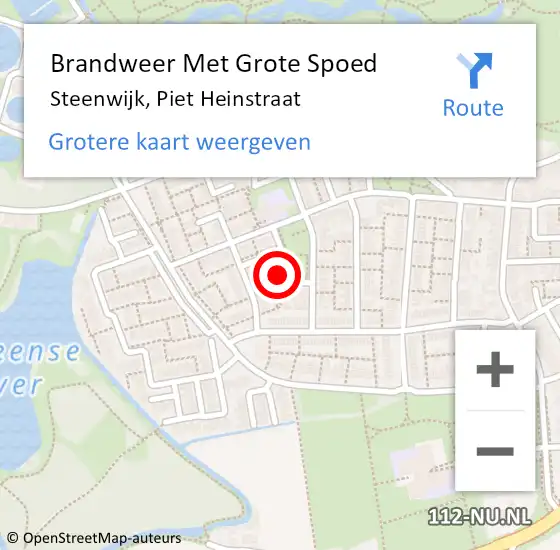 Locatie op kaart van de 112 melding: Brandweer Met Grote Spoed Naar Steenwijk, Piet Heinstraat op 11 september 2024 08:21