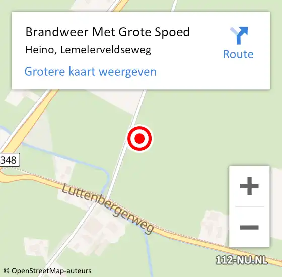 Locatie op kaart van de 112 melding: Brandweer Met Grote Spoed Naar Heino, Lemelerveldseweg op 11 september 2024 08:24