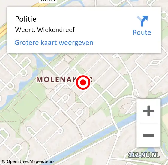 Locatie op kaart van de 112 melding: Politie Weert, Wiekendreef op 11 september 2024 08:25