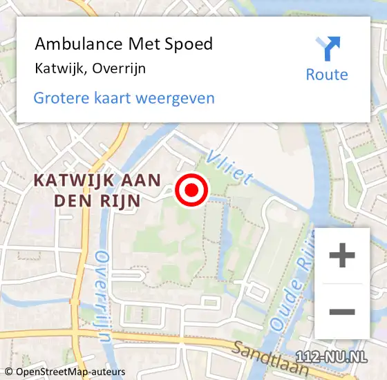 Locatie op kaart van de 112 melding: Ambulance Met Spoed Naar Katwijk, Overrijn op 11 september 2024 08:51