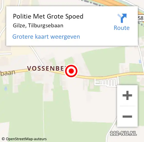 Locatie op kaart van de 112 melding: Politie Met Grote Spoed Naar Gilze, Tilburgsebaan op 11 september 2024 08:54