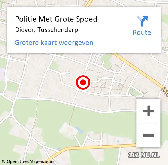 Locatie op kaart van de 112 melding: Politie Met Grote Spoed Naar Diever, Tusschendarp op 11 september 2024 09:10