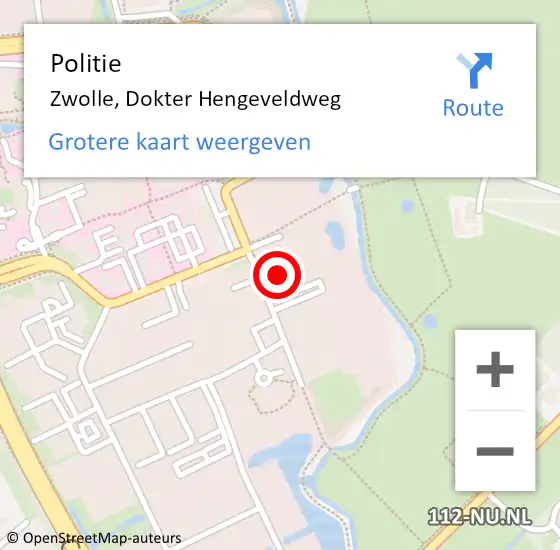 Locatie op kaart van de 112 melding: Politie Zwolle, Dokter Hengeveldweg op 11 september 2024 09:16