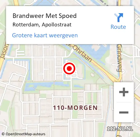 Locatie op kaart van de 112 melding: Brandweer Met Spoed Naar Rotterdam, Apollostraat op 11 september 2024 09:20