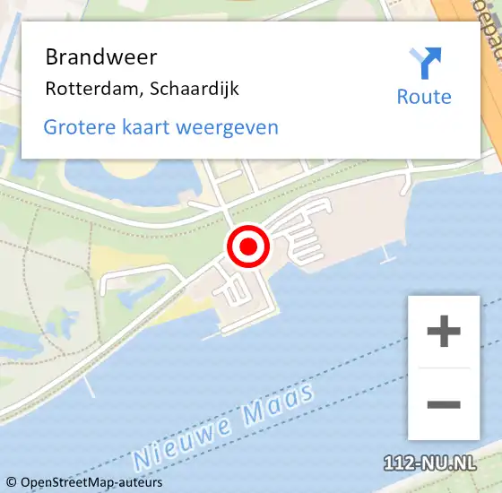 Locatie op kaart van de 112 melding: Brandweer Rotterdam, Schaardijk op 11 september 2024 09:45