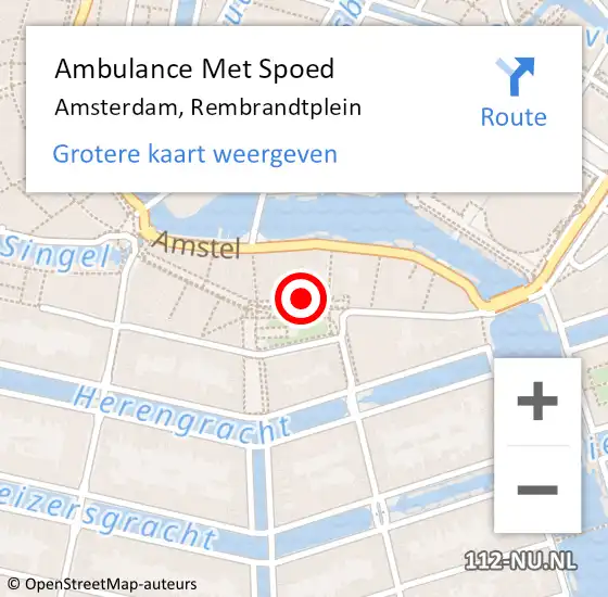 Locatie op kaart van de 112 melding: Ambulance Met Spoed Naar Amsterdam, Rembrandtplein op 11 september 2024 09:52