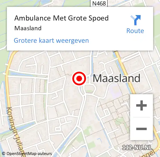 Locatie op kaart van de 112 melding: Ambulance Met Grote Spoed Naar Maasland op 11 september 2024 09:57