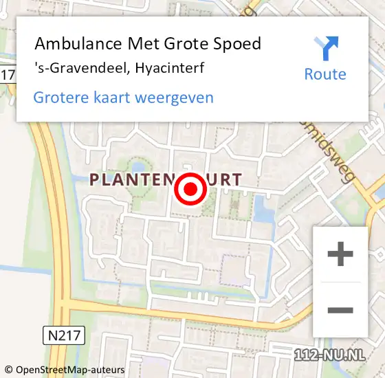 Locatie op kaart van de 112 melding: Ambulance Met Grote Spoed Naar 's-Gravendeel, Hyacinterf op 19 oktober 2014 18:28