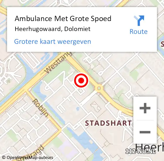 Locatie op kaart van de 112 melding: Ambulance Met Grote Spoed Naar Heerhugowaard, Dolomiet op 11 september 2024 10:09