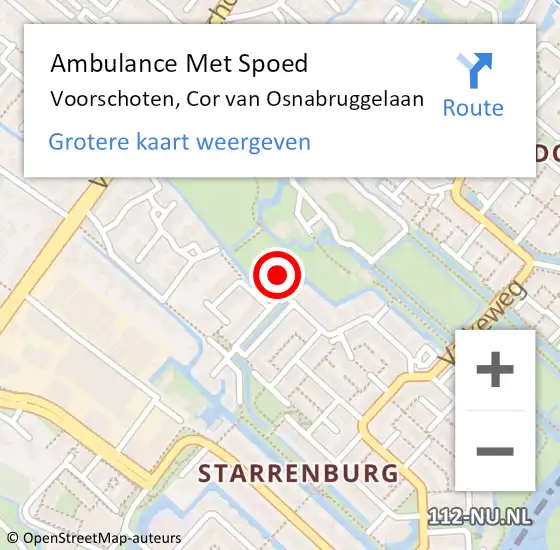 Locatie op kaart van de 112 melding: Ambulance Met Spoed Naar Voorschoten, Cor van Osnabruggelaan op 11 september 2024 10:09