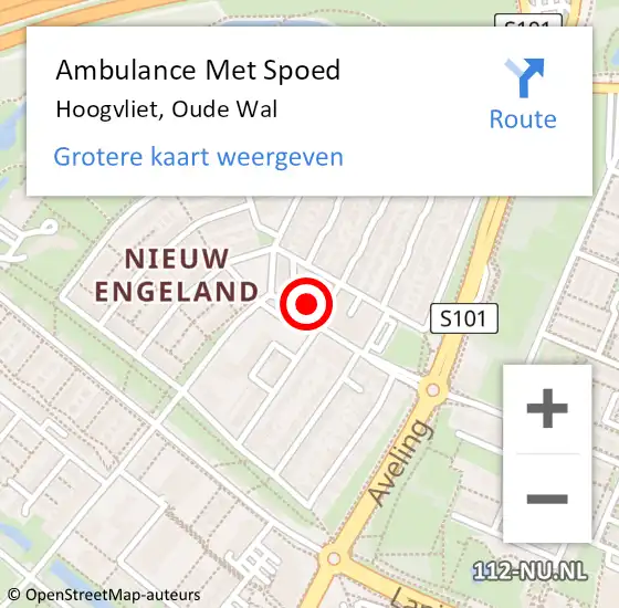 Locatie op kaart van de 112 melding: Ambulance Met Spoed Naar Hoogvliet, Oude Wal op 11 september 2024 10:23