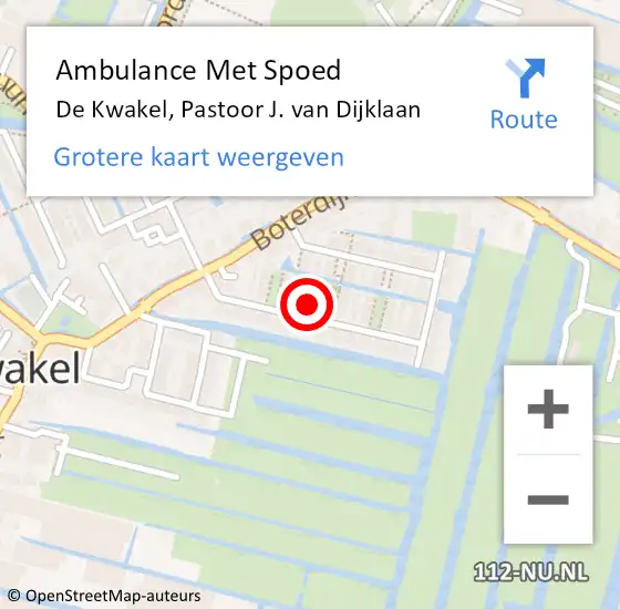 Locatie op kaart van de 112 melding: Ambulance Met Spoed Naar De Kwakel, Pastoor J. van Dijklaan op 11 september 2024 10:27