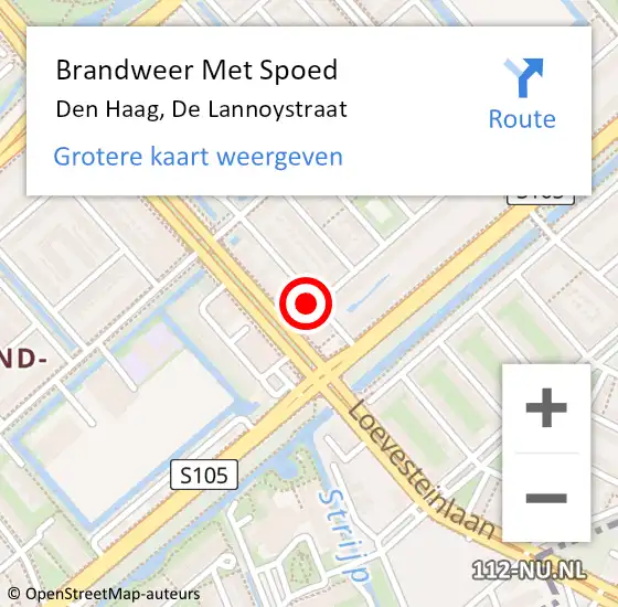 Locatie op kaart van de 112 melding: Brandweer Met Spoed Naar Den Haag, De Lannoystraat op 11 september 2024 10:34