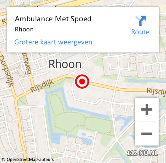 Locatie op kaart van de 112 melding: Ambulance Met Spoed Naar Rhoon op 11 september 2024 10:36