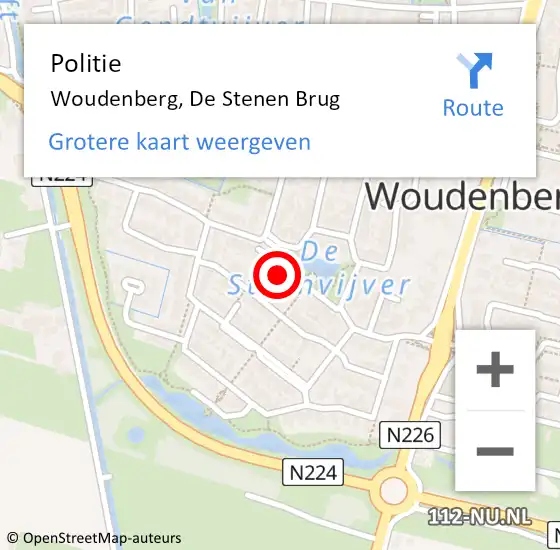 Locatie op kaart van de 112 melding: Politie Woudenberg, De Stenen Brug op 11 september 2024 10:41