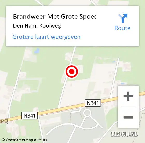 Locatie op kaart van de 112 melding: Brandweer Met Grote Spoed Naar Den Ham, Kooiweg op 11 september 2024 10:42